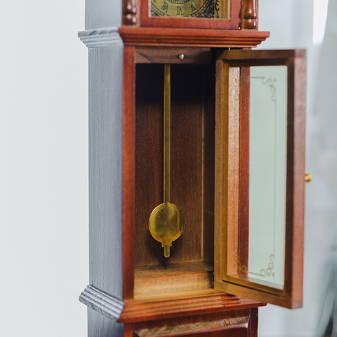 木製ミニアンティークオルゴール 古時計【YA217S】