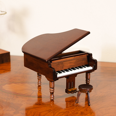木製ミニアンティークオルゴール グランドピアノ【B526S】
