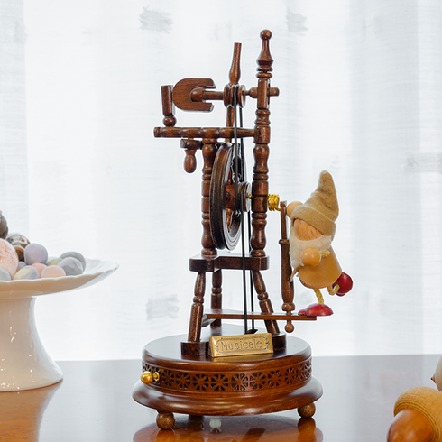 木製からくりオルゴール 糸巻き【EA092S】