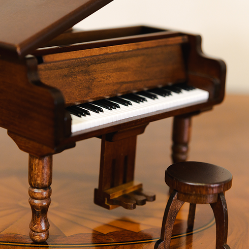 木製ミニアンティークオルゴール グランドピアノ【B526S】