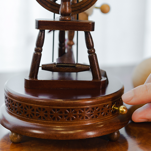 木製からくりオルゴール 糸巻き【EA092S】