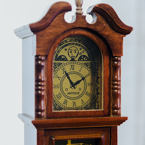 木製ミニアンティークオルゴール 古時計【YA217S】