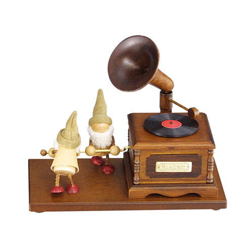 木製からくり人形オルゴール 蓄音機【EA093S】