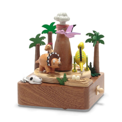 木製からくりオルゴール 恐竜と火山 Dinosaurs&volcanic【EA158S】