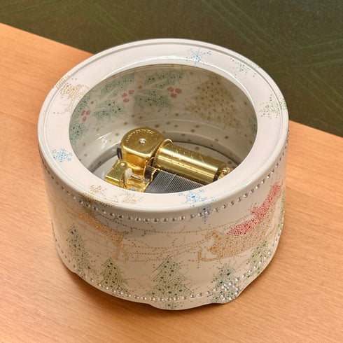 クリスマスオルゴール 30弁オルフェウス サンタ ジルコニア 森野彰人 清水焼【YB938A】