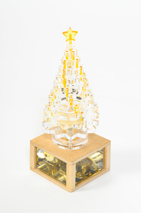 アクリルクリスマスツリー キャンドル付 オルゴール