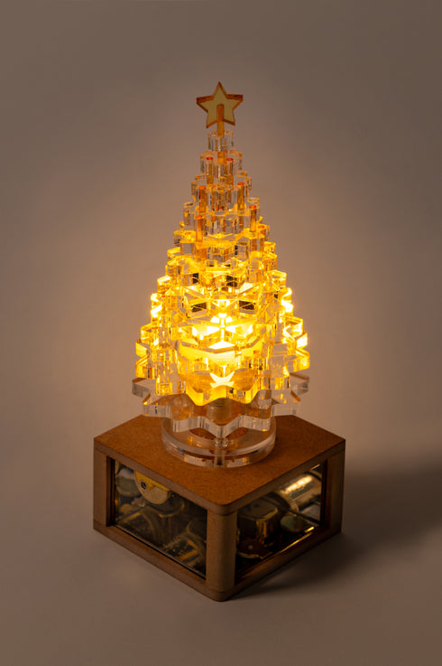 アクリルクリスマスツリー キャンドル付 オルゴール