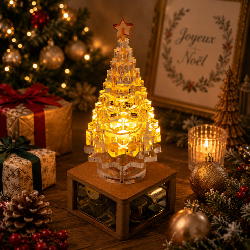 アクリルクリスマスツリー キャンドル付 オルゴール