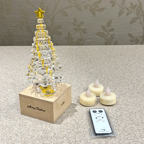 アクリルクリスマスツリー キャンドル付 オルゴール