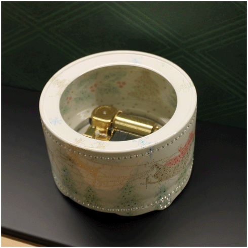 クリスマスオルゴール 30弁オルフェウス サンタ ジルコニア 森野彰人 清水焼【YB938A】