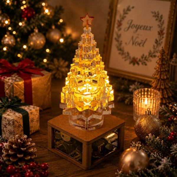 アクリルクリスマスツリー  キャンドル付　オルゴール